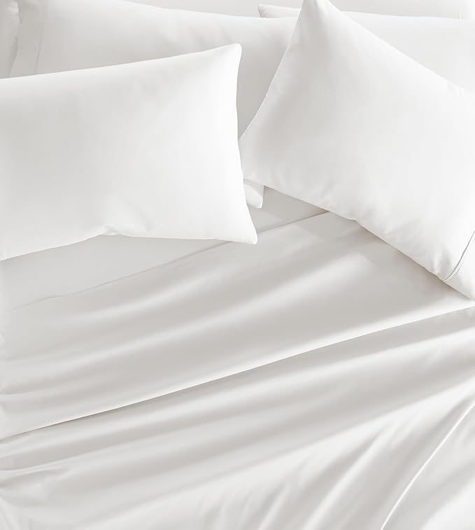 Linen Market Brushed Microfiber Full Sheet Set 4 Piece – Oeko-TEX Certified Ultra Soft & Wrinkle-Free - 16" Deep Pocket Sheets - Easy Care Full Size - White