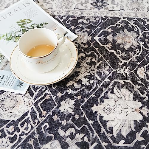 Washable 3x25 Extra Long Runners: Oriental Soft Non-Slip Hallway Runner Rugs for Kitchen Dining Room Indoor Low Pile Thin Entry Floor Mat Stain Resistant Carpet for Living Room Bedroom (3 x 25,Black) - Image 6