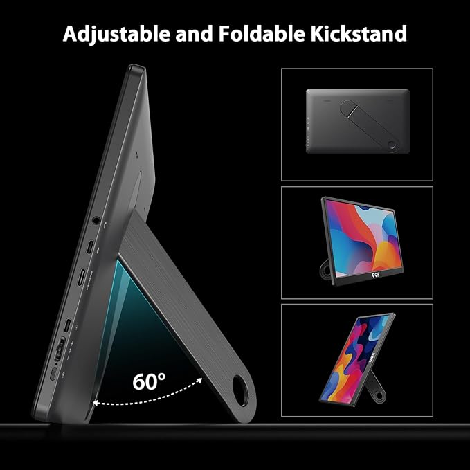QQH Portable Monitor, 15.6" Portable Travel Monitor for Laptop 1080P FHD IPS Second Screen, Gaming Monitor, USB C HDMI External Monitor Display for Computer Phone PC PS4 PS5 Xbox Switch (Z1-9-G)