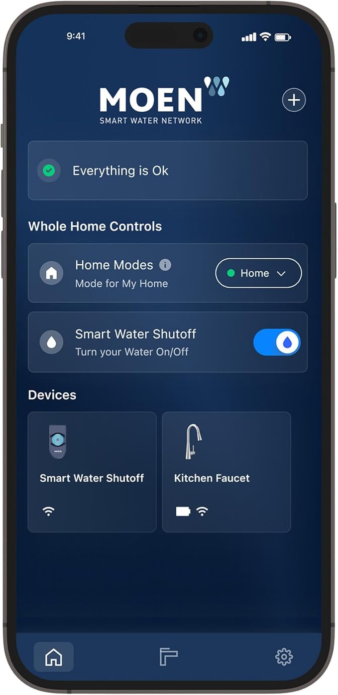 Moen Flo Smart Water Monitor and Automatic Shutoff Sensor, Wi-Fi Connected Water Leak Detector for 1-Inch Diameter Pipe, 900-006