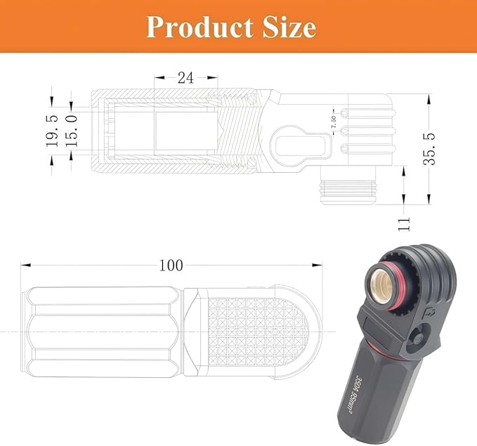 90 Degree 12mm 350A 95mm² Single Core Plug for Energy Storage Battery IP67 Waterproof EV Battery Container Connector,1PC (Black, 350A)