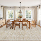 10x14 Area Rugs Living Room: Bedroom Washable Carpet Natural Beige - Image 3