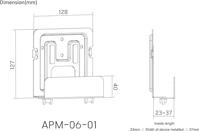 Mount Plus MP-APM-06-01 Streaming Media Player Wall Mounting Bracket for Most Small Narrow Devices Up to 11 lbs. - Apple TV, Roku, Fire TV (Narrow)