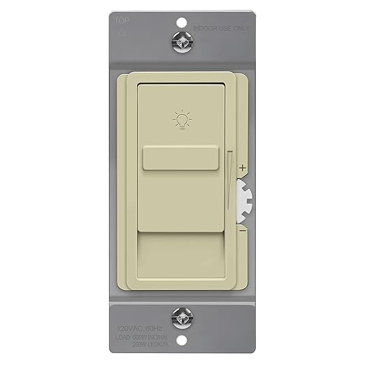 TOPGREENER Digital Dimmer Light Switch for 200W Dimmable LED/CFL Lights, Single Pole Led Slide Dimmer Switch, Neutral Wire Not Required, UL Listed, TGDS1-I, Ivory,1 Pack