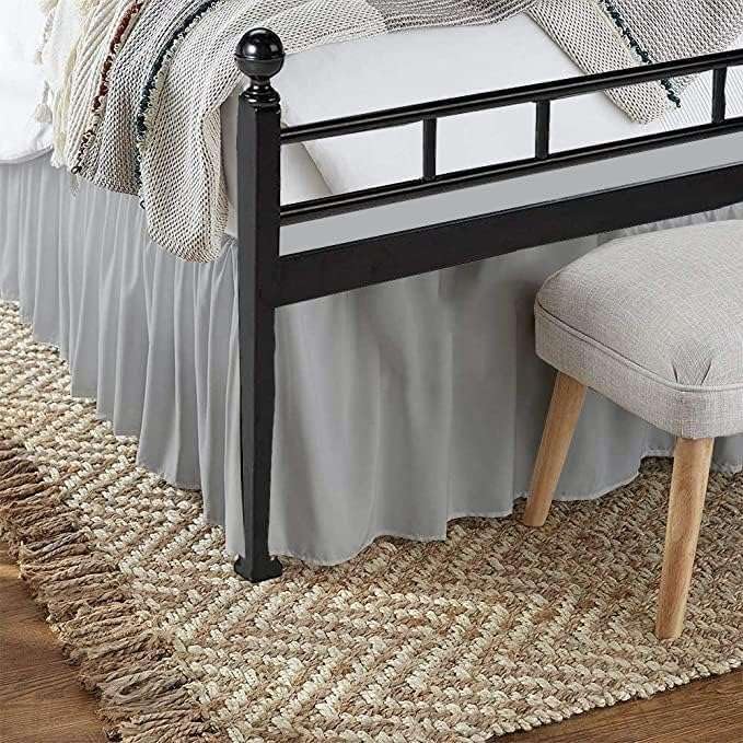 Sleepwell Ruffled Bed Skirt With Split Corners - 14 Inch Drop Poly Cotton/Microfiber Bedskirt With Platform Three Sided Coverage - Cal King, Light Grey