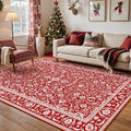 HUGEAR 5x7 Christmas Red Floral Washable Area Rug for Living Room by HUGEAR