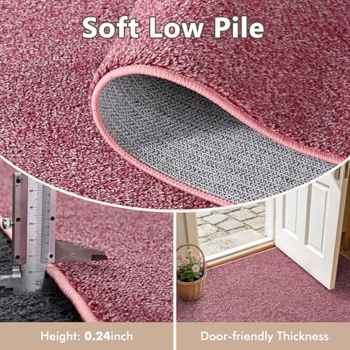 2x8 Red/White Runner Rug Washable Non-Slip for Kitchen Hallway Bathroom - Image 4