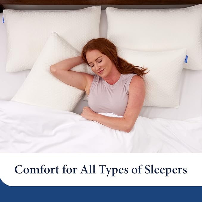 Cosy House Collection Luxury Rayon Derived from Bamboo Shredded Memory Foam Pillow - Adjustable & Removable Fill - Cool & Breathable Cover with Zipper for Side, Back, & Stomach Sleepers (King)