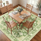 RELEANY Washable Area Rug, Square 7'x7', Green/Yellow by RELEANY