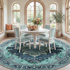 RELEANY Washable Area Rug, Round 10ft, Teal - Image 3