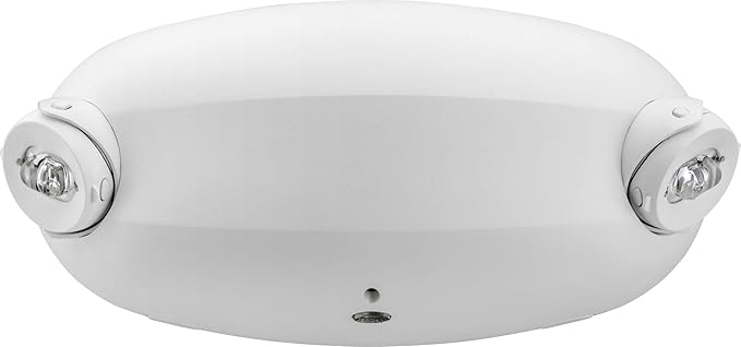 Lithonia Lighting Quantum Emergency Light, Contemporary Commercial LED Emergency Lights with 2 Aimable Lamp Heads, Ceiling or Wall Mount, White Thermoplastic, UVOLT (ELM2L UVOLT LTP M12)