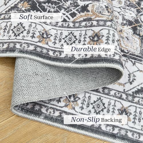 Madane Washable Runner Rugs 2x12 Long for Hallway Kitchen Soft, Black - Image 4