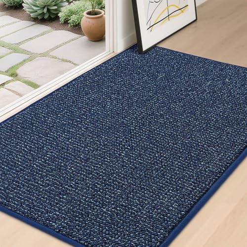BEQHAUSE Dirt Trapper Door Mat 32" x 48", Non-Slip Washable Doormats, Blue by BEQHAUSE