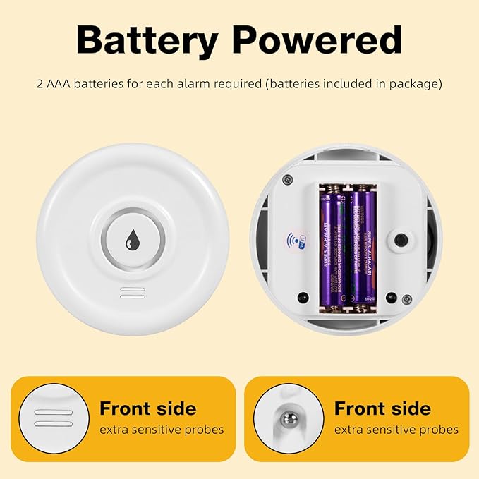 Douevo WiFi Water Leak Sensor, 100 dB Water Alarm Leak Detector, for Home, Basement, Bathroom, Kitchen(3 Pack)