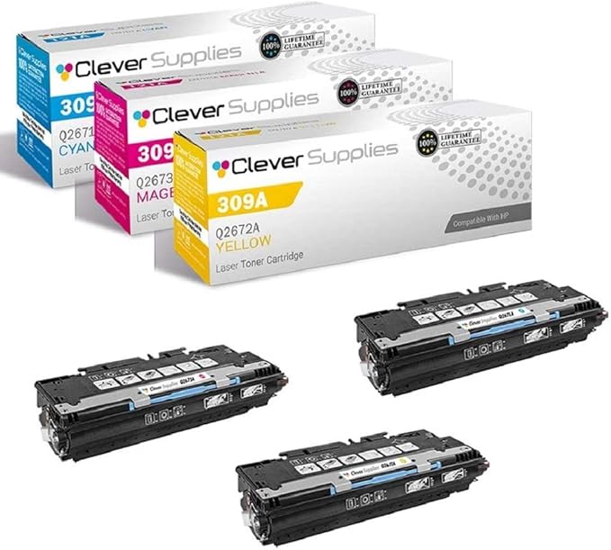 CS Replacement Toner Cartridge Compatible with HP 3550 Q2671A Cyan Q2672A Yellow Q2673A Magenta 309A Color 3500N 3550 3550N 3700 3700DTN 3750 3750N 3750DN 3750DTN 3 Color Set