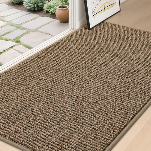 BEQHAUSE Dirt Trapper Door Mat 36" x 60", Non-Slip Washable Doormats, Beige by BEQHAUSE