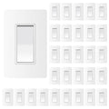 ThunderWay 3 Way Matte White Light Switch with Cover Plate, 15A 120/277 V Three Way Decorative Paddle Switches, Self-Grounding, Residential and Commercial Grade, UL Listed, 30 Pack