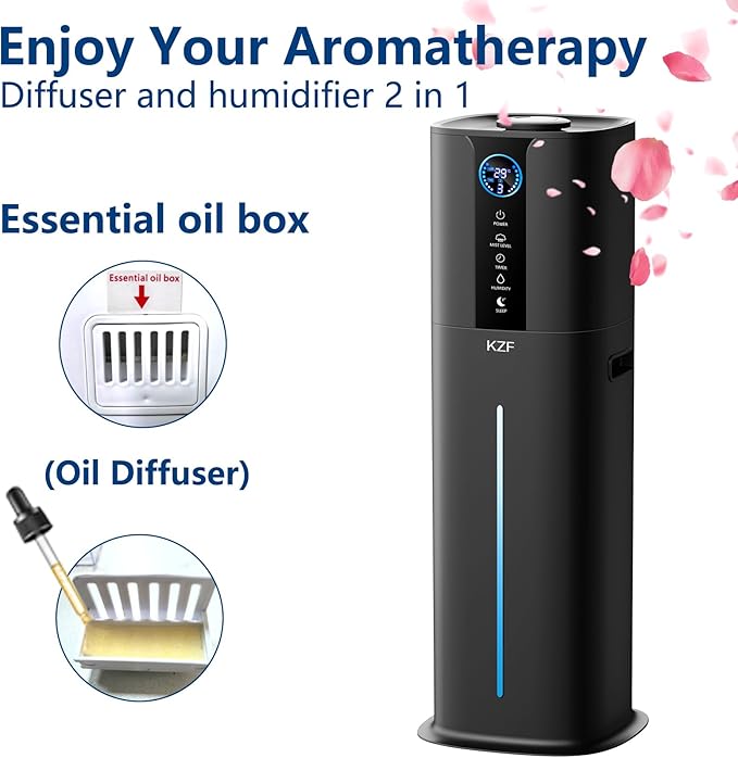 9L Smart Humidifiers for Bedroom Large Room, 2.3Gal Cool Mist Top Fill Diffuser App & Remote Control, 3 Mist Modes, Quiet Humidifier for Home Office Plant (Black)