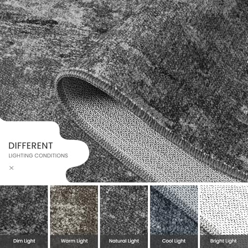 Ompaa Living Room Rug 5x7 Black Area Rug Machine Washable Boho Carpet Non Slip Abstract Vintage Indoor Large Rugs for Bedroom, Classroom, College Dorm, Farmhouse, Dining Room, Kids Playroom - Image 5