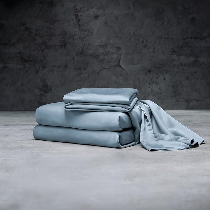 LUXOME Luxury Sheet Set | 100% Rayon (Viscose) from Bamboo | Twin Size - Surf | Deep Pockets | 3-Piece Set (Fitted, Flat, Pillowcase)