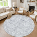 Round Area Rug Living Room: 6ft Neutral Washable Carpet Rug Gray by Luxturiy