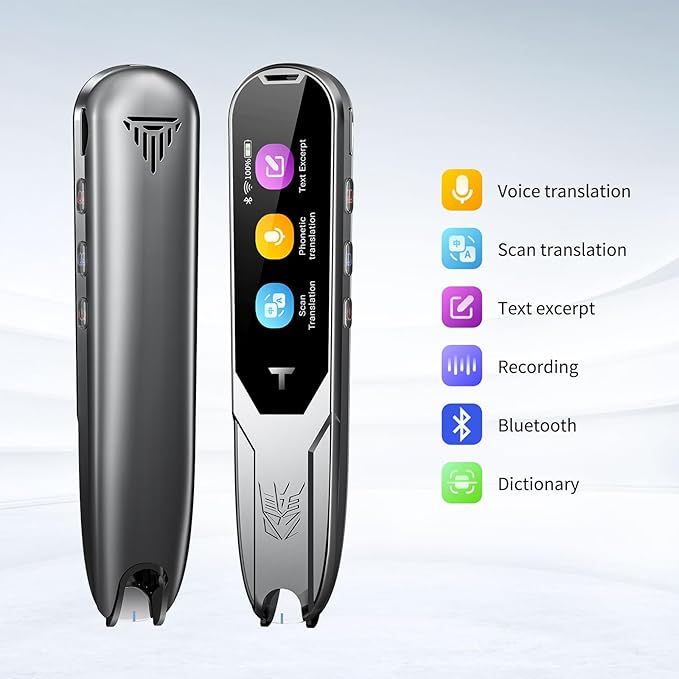 Translator Pen, Reading Pen for Dyslexia, Traductor De Voz Instantaneo, Pen Scanner Text to Speech Device, Scan Reader Pen OCR Digital Pen Reader, Wireless Translation Pen Scanner for Students Adults