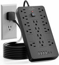 JouleLoom Surge Protector Power Strip-14 Outlets and 6 USB Ports, 6 Feet Flat Plug Extension Cord, 1850 Joules, Black, ETL Listed for Home, Office, Dorm Room