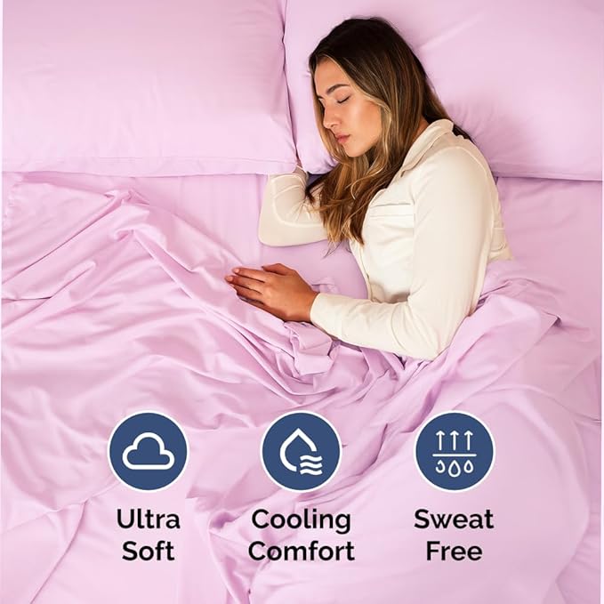 Full XL Bed Sheet Set - 4 Piece Extra Long Extended Full XL Sheets - Soft, Breathable & Cooling - Fits 8" to 16" Mattress w/ Deep Pockets - 54" x 80" - Easy-Fit, Wrinkle & Fade Resistant - Light Pink