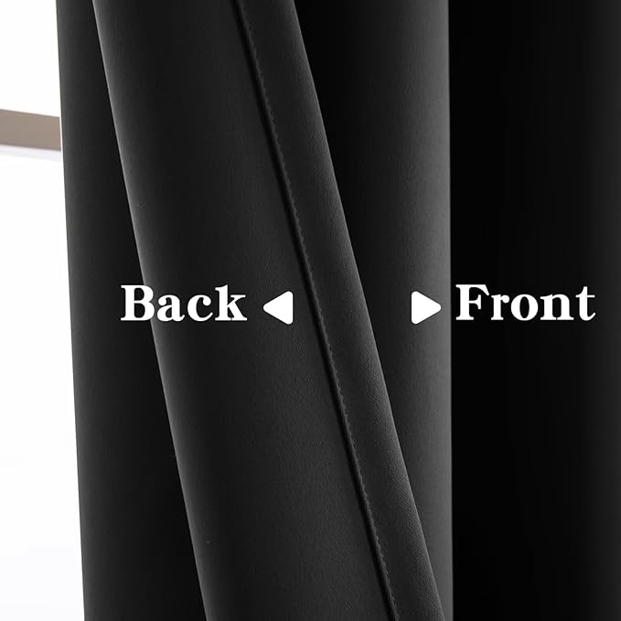 Curtains 108 Inches Long 2 Panels Set, Blackout Curtains for Bedroom Living Room, Thermal Insulated Grommet Room Darkening Drapes for Privacy Home Decor Windows(W52 x L108, Dark Grey)