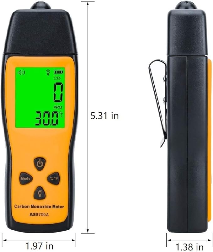 Cheffort Handheld Carbon Monoxide Meter, Portable Carbon Monoxide Detector, Professional-Grade CO Gas Tester with LCD Backlit Display, 0-1000PPM Range for Industrial and Home (Battery Not Included)