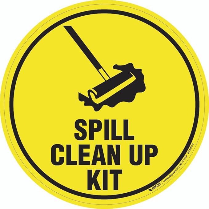 Creative Safety Supply Spill Clean Up Kit - Floor Sign - 36" x 36" - Permanent