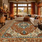 RELEANY Washable Area Rug, 8'x10', Red/Orange/Blue/Brown by RELEANY