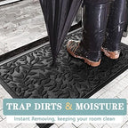 Bulijojo Sturdy Front Entrance Doormats,Durable Heavy Duty Welcome Mat,Thick Absorbent Natural Rubber Non Slip Mat,Easy Clean Entryway Mat Leaves Black, 47" x 32" - Image 4
