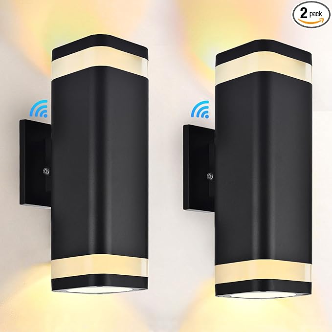 rosykite LED Outdoor Wall Sconce, Dusk to Dawn Outdoor Lighting Fixture, Modern Up Down Porch Lights ETL Listed, Aluminum Exterior Wall Lights for Garage Door,House,Patio 2 Pack