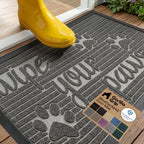 GORILLA GRIP WeatherMAX Door Mat, Indoor Outdoor Use, 29x17, Gray Paw by GorillaGrip