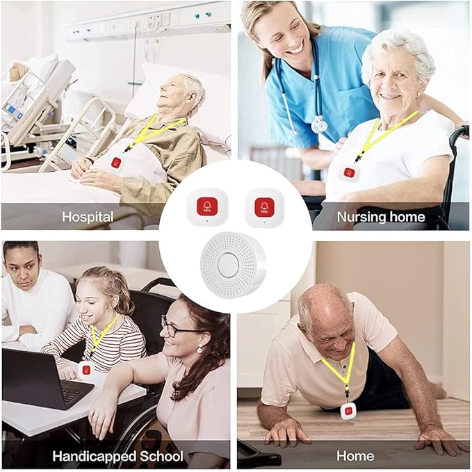 DwyenSlo WiFi Caregiver Pager Call Button Wireless Nurse Alert Call Bell Emergency Alert Pager at Home for Elderly Patients