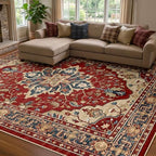 RELEANY Washable Area Rug, 7'x9', Red/Blue by RELEANY
