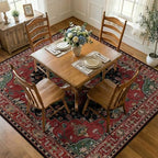 RELEANY Washable Area Rug, Square 7'x7', Red/Black by RELEANY