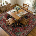 RELEANY Washable Area Rug, Square 8'x8', Red/Black by RELEANY
