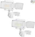 LUTEC 21W 2 Pack Plug in Motion Sensor Light Outdoor, Flood Lights Outdoor Motion Sensor,2500LM, 5000K Daylight,IP65 Waterproof,Adjustable 2 Heads Wall Light for Garage, Porch, Yard - White