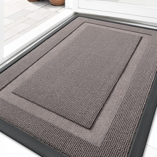 OLANLY Front Door Mat Outside 33x21, All-Season Heavy-Duty Rubber Doormat by OLANLY