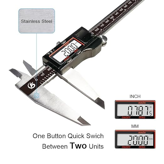 KETOTEK Digital Caliper, 12 Inch/300mm Vernier Caliper Measuring Tool with Stainless Steel, IP54 Splash Proof, Electronic Micrometer LCD Screen Auto-Off, Inch/Millimeter Conversion for 3D Printing