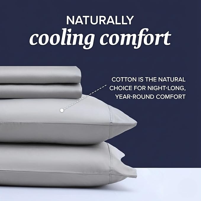 Beckham Hotel Collection Cal King Sheet Set 100% Cotton, 500TC Luxury Sateen Bedding, 16” Deep Pocket, Moisture-Wicking, 4-Piece, Gray