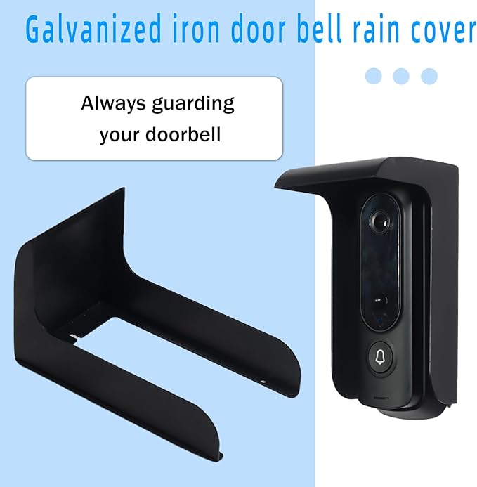 Doorbell Rain Cover,Black Metal Ring Doorbell Protector,Small Video Doorbell Shield,Outdoor Access Control Keypad Cover for Most Camera Doorbells
