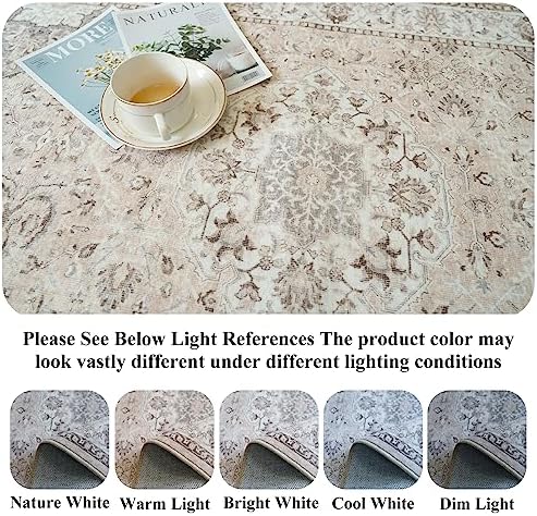 Hallway Washable Runner Rug - 2x10 Kitchen Rugs Entryway Rug Runner Vintage Soft Floor Mat Non Slip Indoor Farmhouse Carpet for Bathroom Living Room Bedroom (2 X 10, Beige) - Image 5