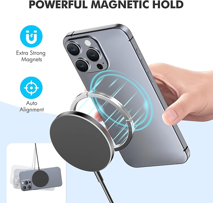 3Pack Magnetic Wireless Charging Pad: 15W Fast Qi Wireless Charger for iPhone 17 16e 16 15 14 13 12 Series & AirPods 4 3 2 Pro 3 - Strong Magnet Dual Ports Slim Portable for Travel Home Office