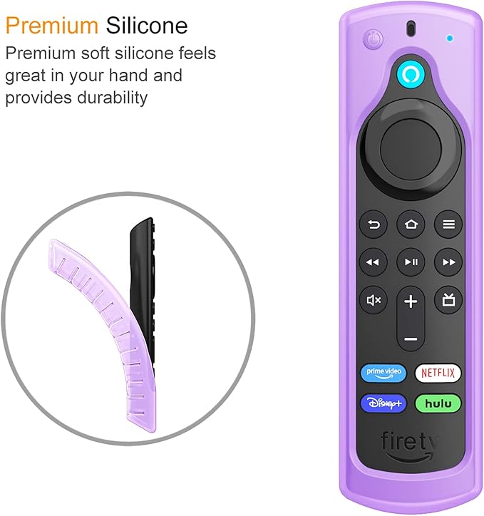 CaseBot Remote Case for Fire TV Stick HD/4K/4K Max (1st Gen)/Fire TV Stick (3rd Gen)/Lite - Anti-Slip Shockproof Silicone Cover for Alexa Voice Remote (2nd & 3rd Generation) (Purple Glow in The Dark)