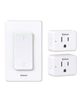 Zoiinet 2-Gang Remote Control Outlet Plug Switches, Upgrade Dual Switch Design, Removable Double Wireless Light Switches, No Wiring No WiFi, 300 ft, 15A/1500W, Expandable, for Household Appliances