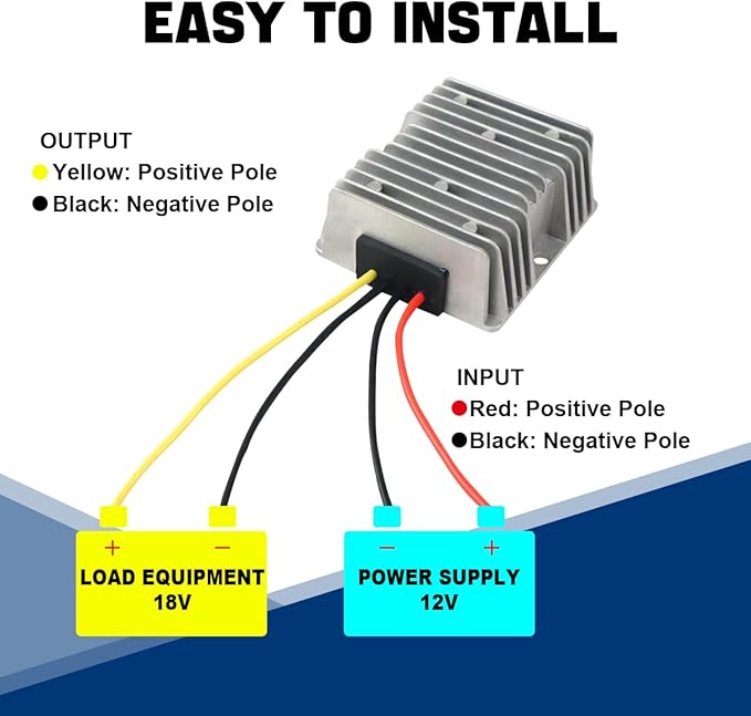 18V to 12V Step Down Converter 18V/24V/36V to 12V 15A 180W DC Buck Converter for Power Wheels RC Toys & Golf Cart VoltageRegulator with Overheat/Short-Circuit Protection
