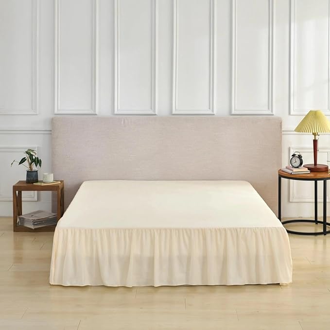 Bed Skirt Queen Size Ruffled Bed Skirt with Split Corners, Queen Bed Skirts 14 Inch Drop with Platform, 14'' Queen, Beige
